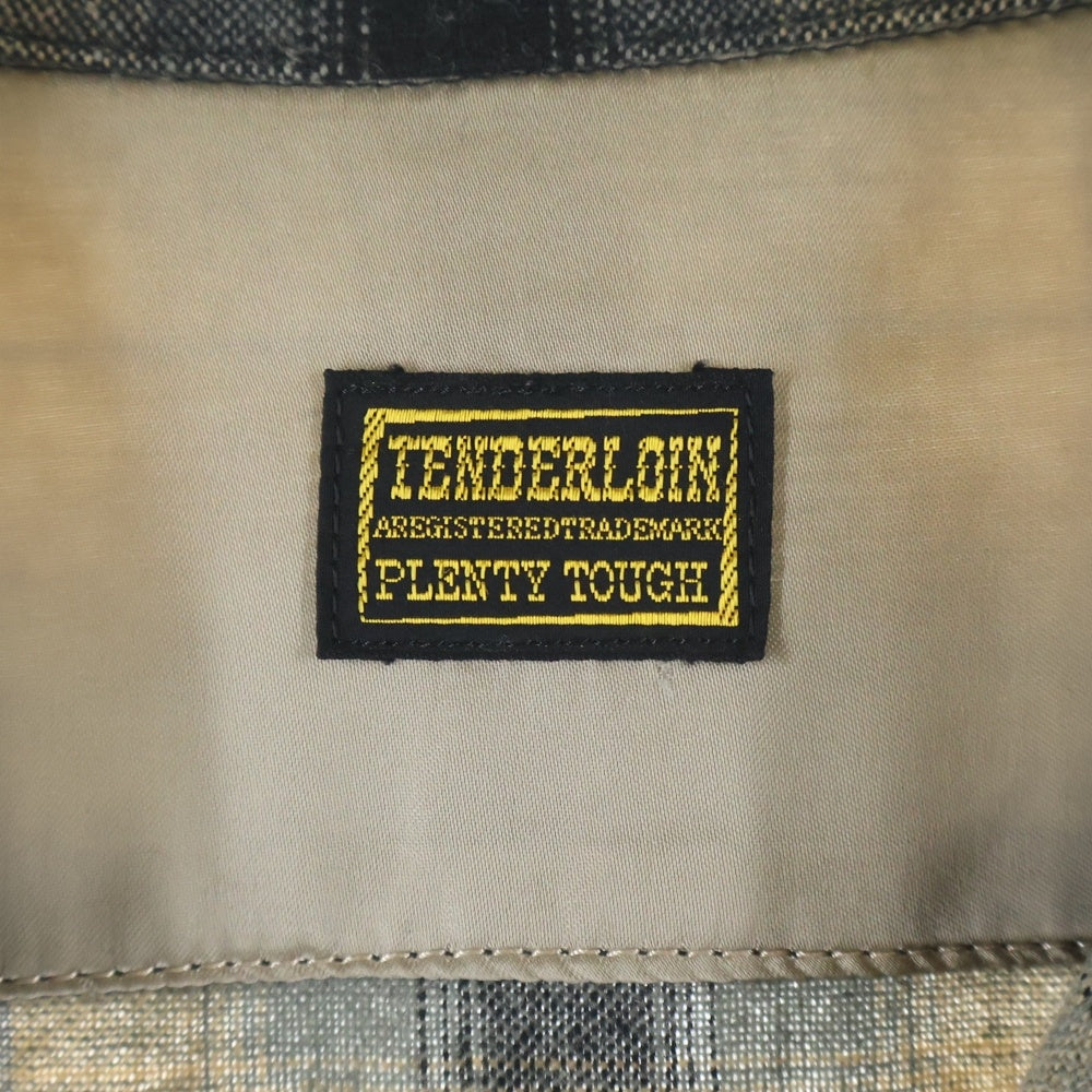 TENDERLOIN(テンダーロイン) 08AW T-WOOL SHT オンブレチェック オープンカラー 長袖ウールシャツ ベージュ
