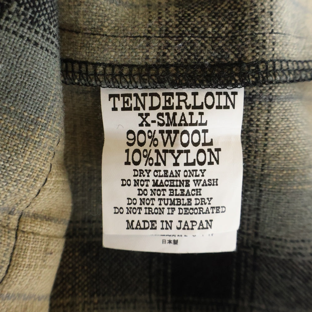 TENDERLOIN(テンダーロイン) 08AW T-WOOL SHT オンブレチェック オープンカラー 長袖ウールシャツ ベージュ