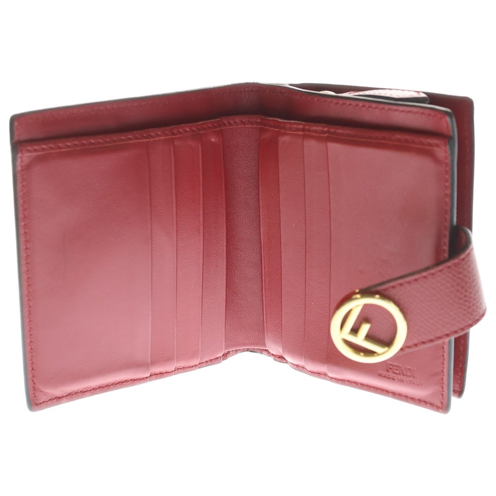 FENDI(フェンディ) エフイズ コンパクトウォレット 2つ折り財布 ブラウン/レッド 8M0386 レディース