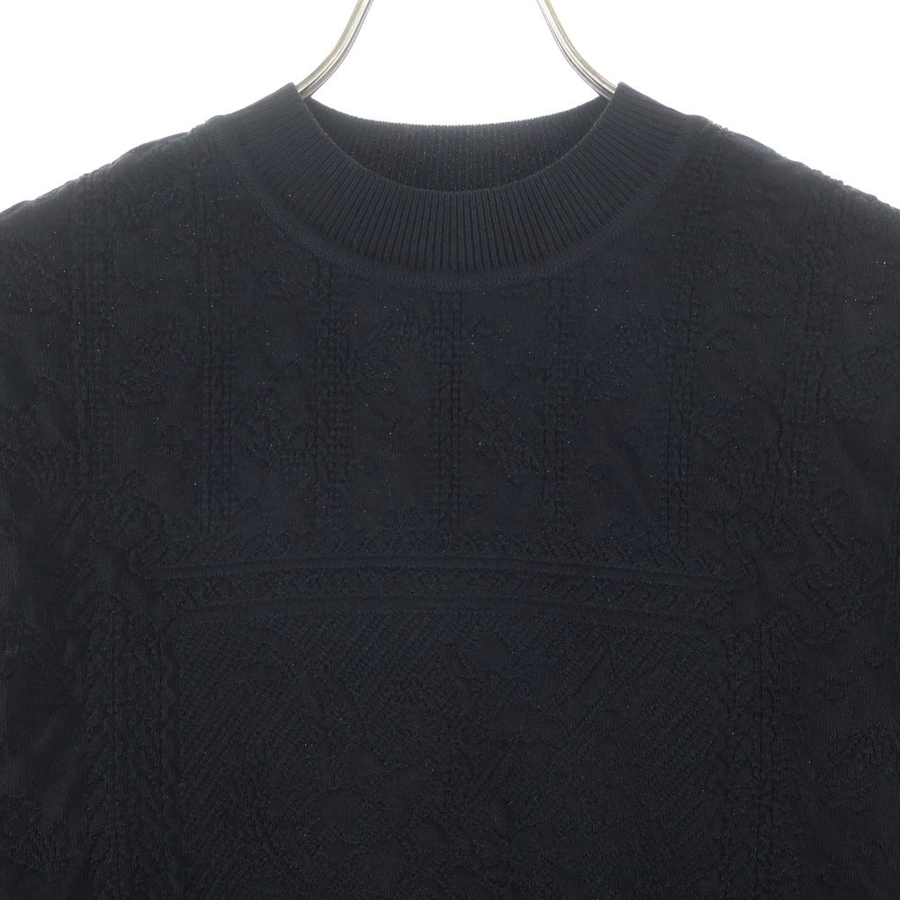 Mame Kurogouchi(マメ クロゴウチ) 23AW FLORAL JACQUARD KNITTED TOP フローラルジャガード ニットトップス セーター ブラック レディース MM23PF-KN717