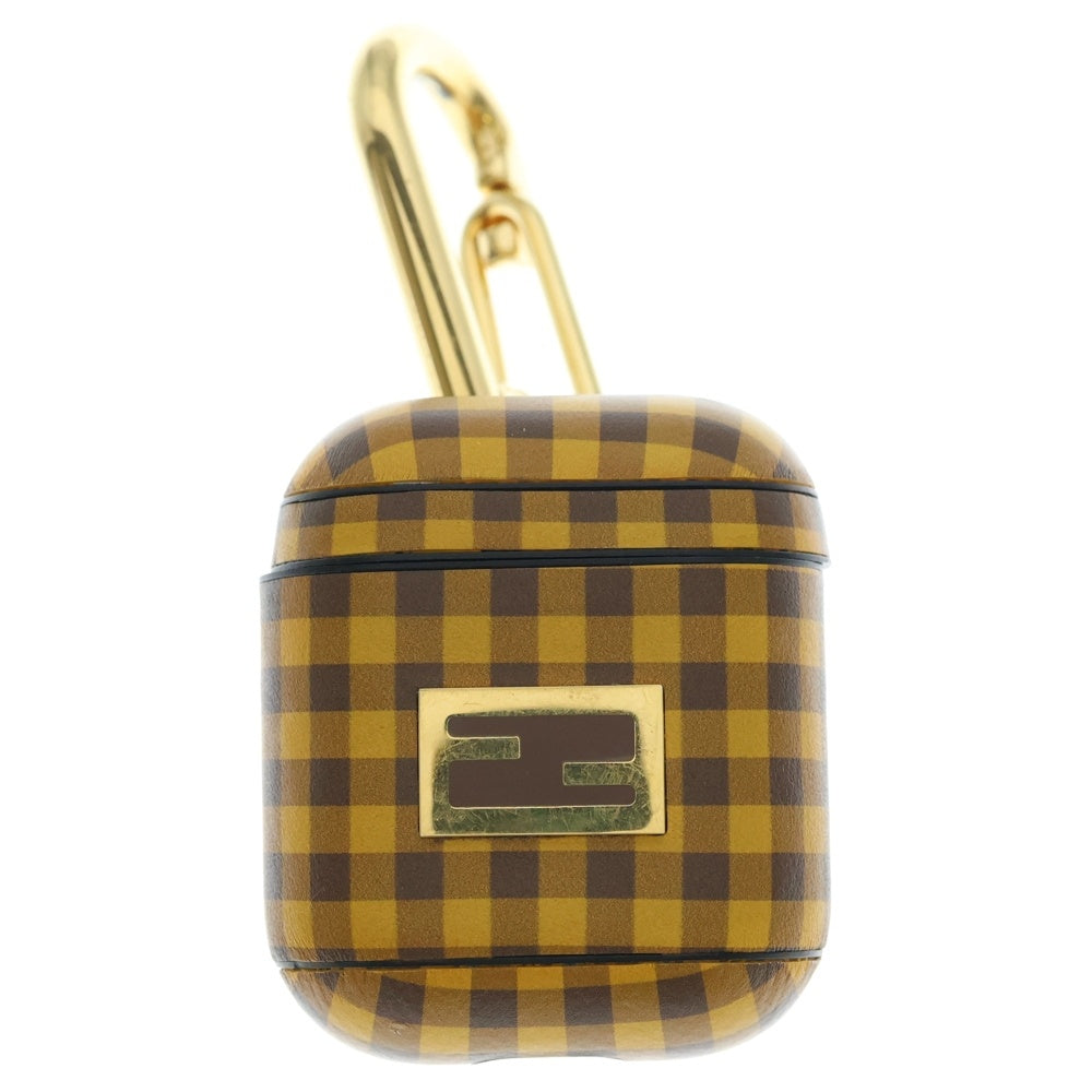 FENDI(フェンディ) イタリア製 ギンガムチェック AirPods用ケース イエロー レディース