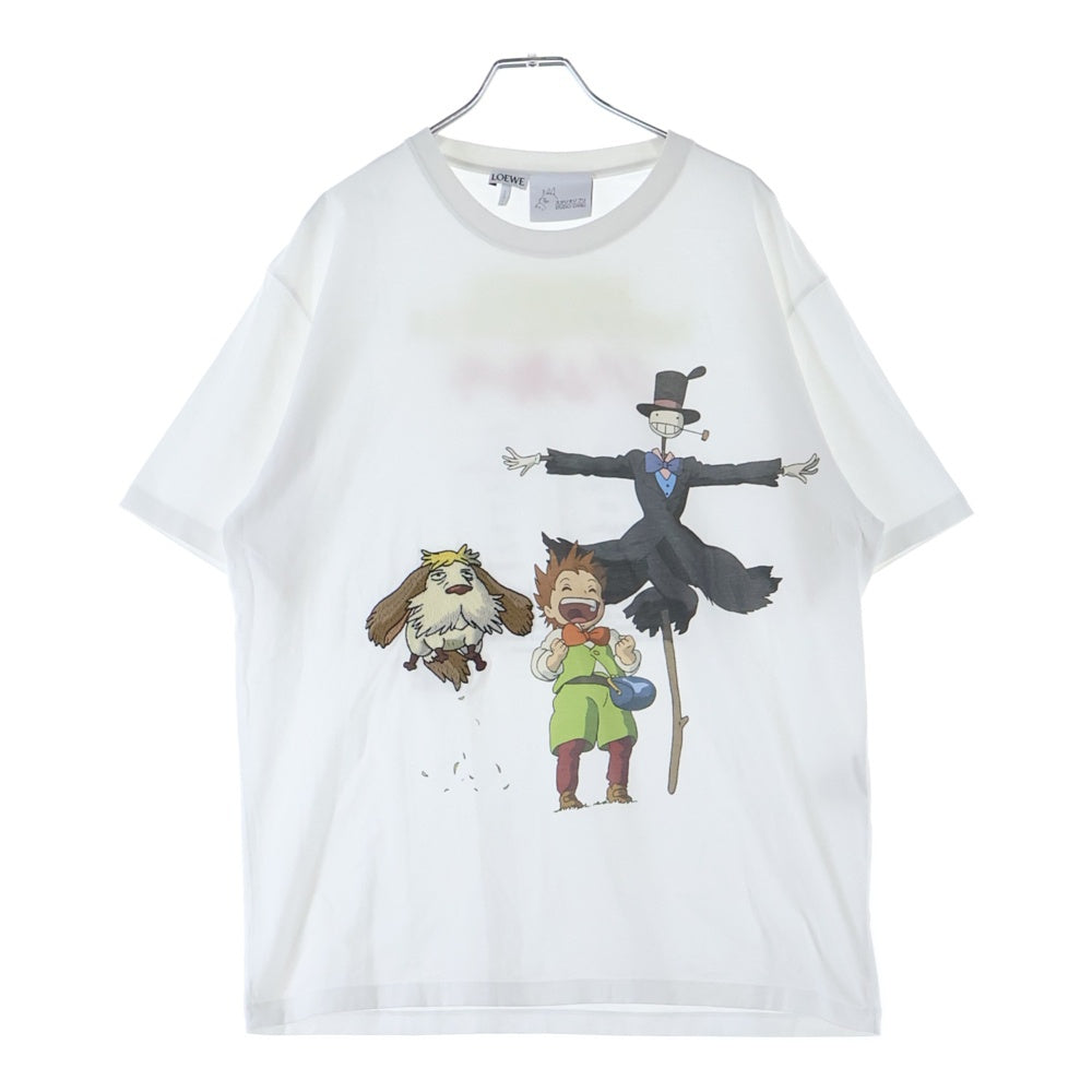 LOEWE(ロエベ) 23SS ×STUDIO GHIBLI スタジオジブリ ハウルの動く城 ヒンとマルクルとカカシのカブ クルーネックプルオーバー 半袖Tシャツカットソー ホワイト HB44Y22X11