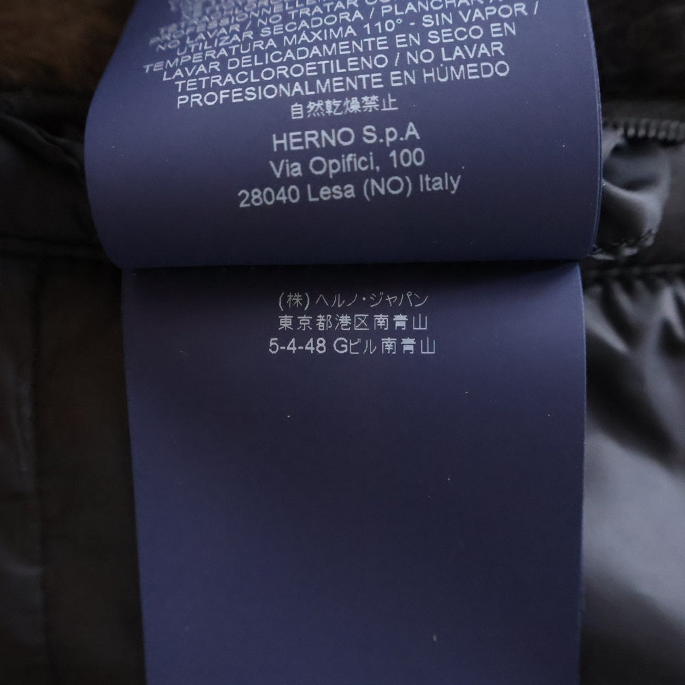 HERNO(ヘルノ) モヘア混 チェック柄 ウールダブルブレスト チェスターコート ブラウン/ブラック PE0015U-33507-9322