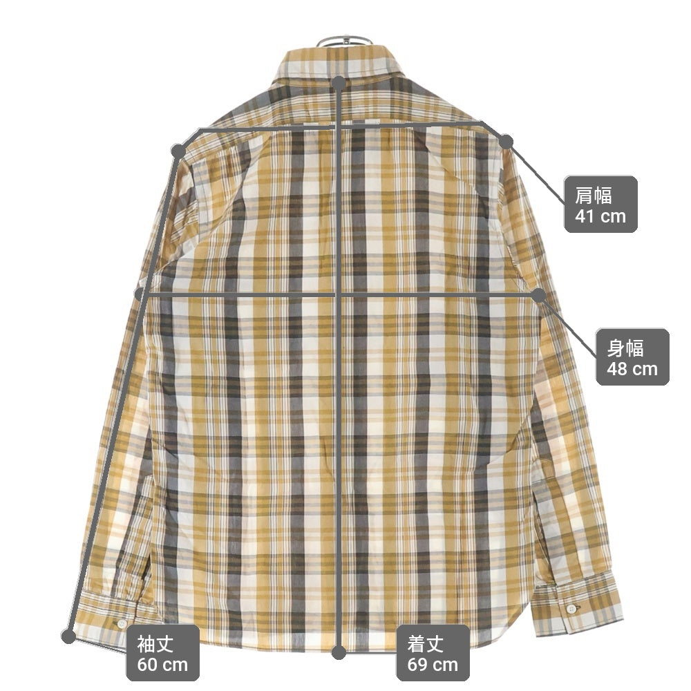 BUTCHER PRODUCTS(ブッチャー プロダクツ) チェック柄 ボタンダウン 1ポケット 長袖シャツ イエロー