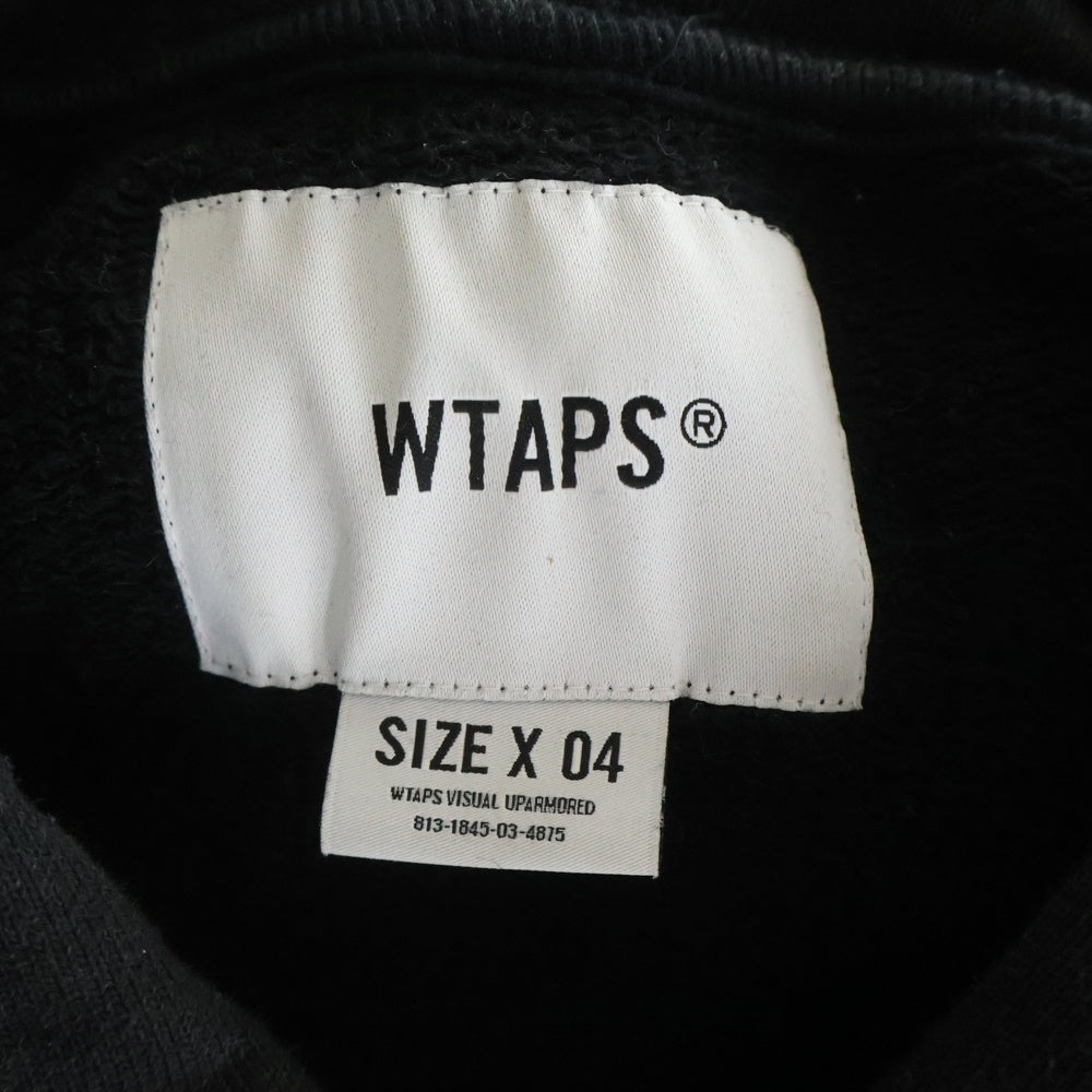 WTAPS(ダブルタップス) 23SS DESIGN 02 HOODY COTTON DSQG フロントロゴ刺繍 プルオーバースウェットパーカー フーディー ブラック 231ATDT-CSM09