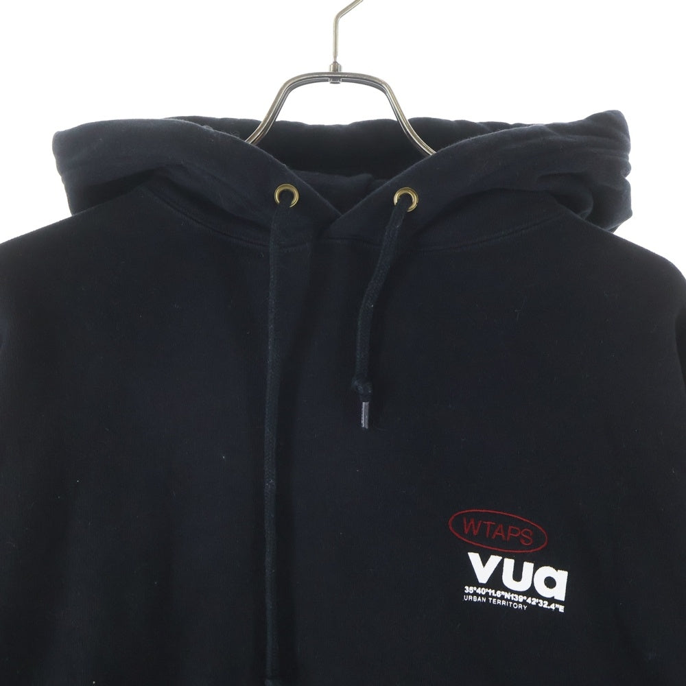 WTAPS ダブルタップス 23AW OBJ 01 HOODY COTTON PROTECT 両面ロゴ刺繍 プルオーバースウェットパーカー フーディー ブラック 232ARDT-CSM10 WTAPS(ダブルタップス) 23AW OBJ 01 HOODY COTTON PROTECT 両面ロゴ