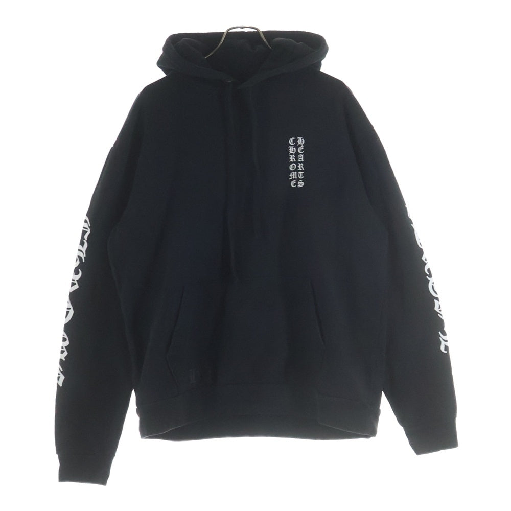 CHROME HEARTS(クロムハーツ) VERTICAL LOGO HOODIE バーティカルロゴ アームロゴプリント スウェット プルオーバーパーカー ブラック