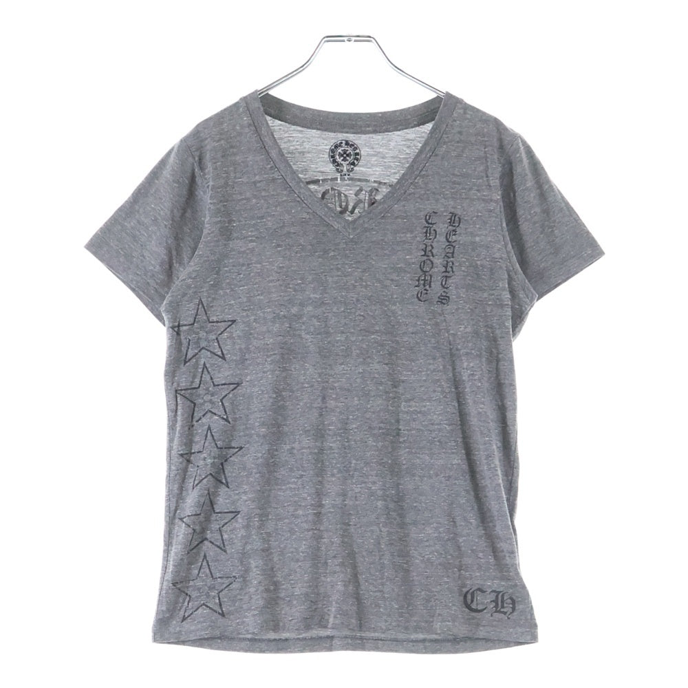 CHROME HEARTS(クロムハーツ) OLD T-BAR STAR LOGO ティーバースタープリント Vネック 半袖Tシャツカットソー グレー