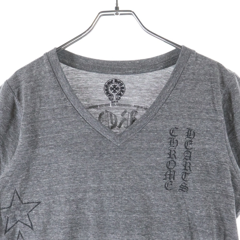 CHROME HEARTS(クロムハーツ) OLD T-BAR STAR LOGO ティーバースタープリント Vネック 半袖Tシャツカットソー グレー