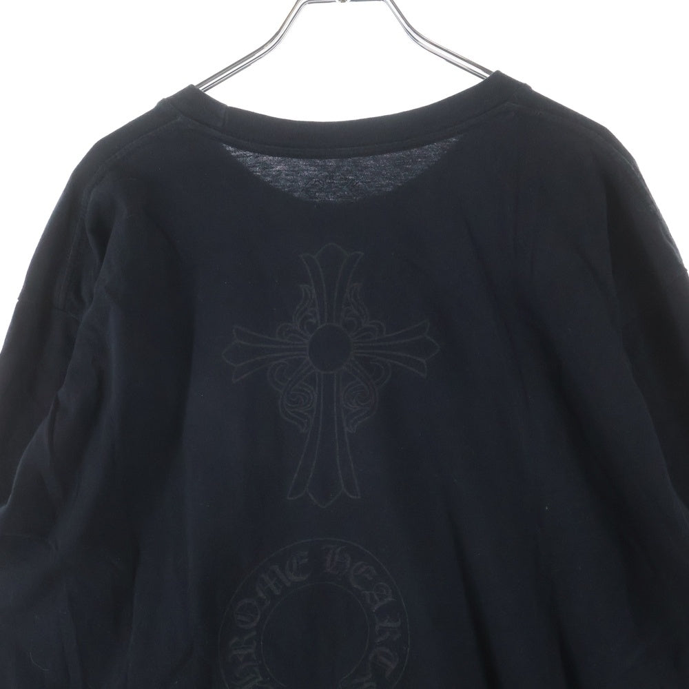 CHROME HEARTS(クロムハーツ) スクロールプリント アームロゴ バックプリント クルーネック 長袖Tシャツカットソー ブラック
