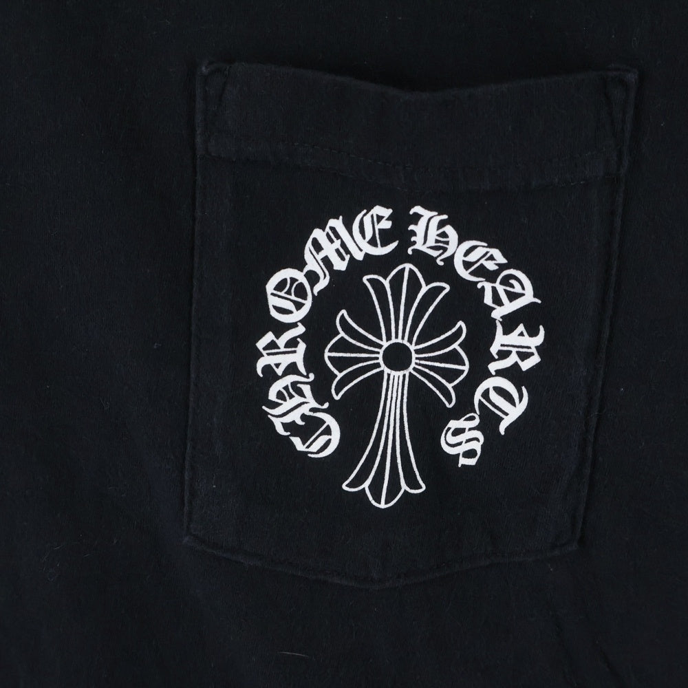 CHROME HEARTS(クロムハーツ) スクロールプリント アームロゴ バックプリント クルーネック 長袖Tシャツカットソー ブラック