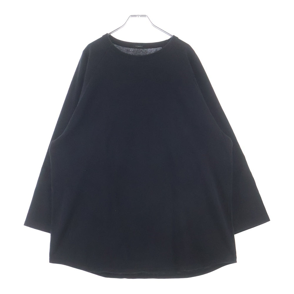 COMOLI(コモリ) 25SS コットンジャージ ベースボールTシャツ 長袖クルーネックカットソー ブラック B01-05004