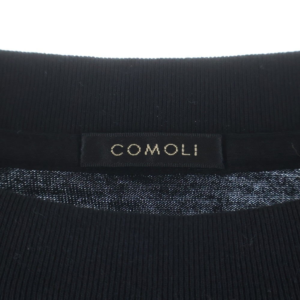 COMOLI(コモリ) 25AW コットンカシミヤ 長袖Tシャツ クルーネックカットソー ブラック C03-05009