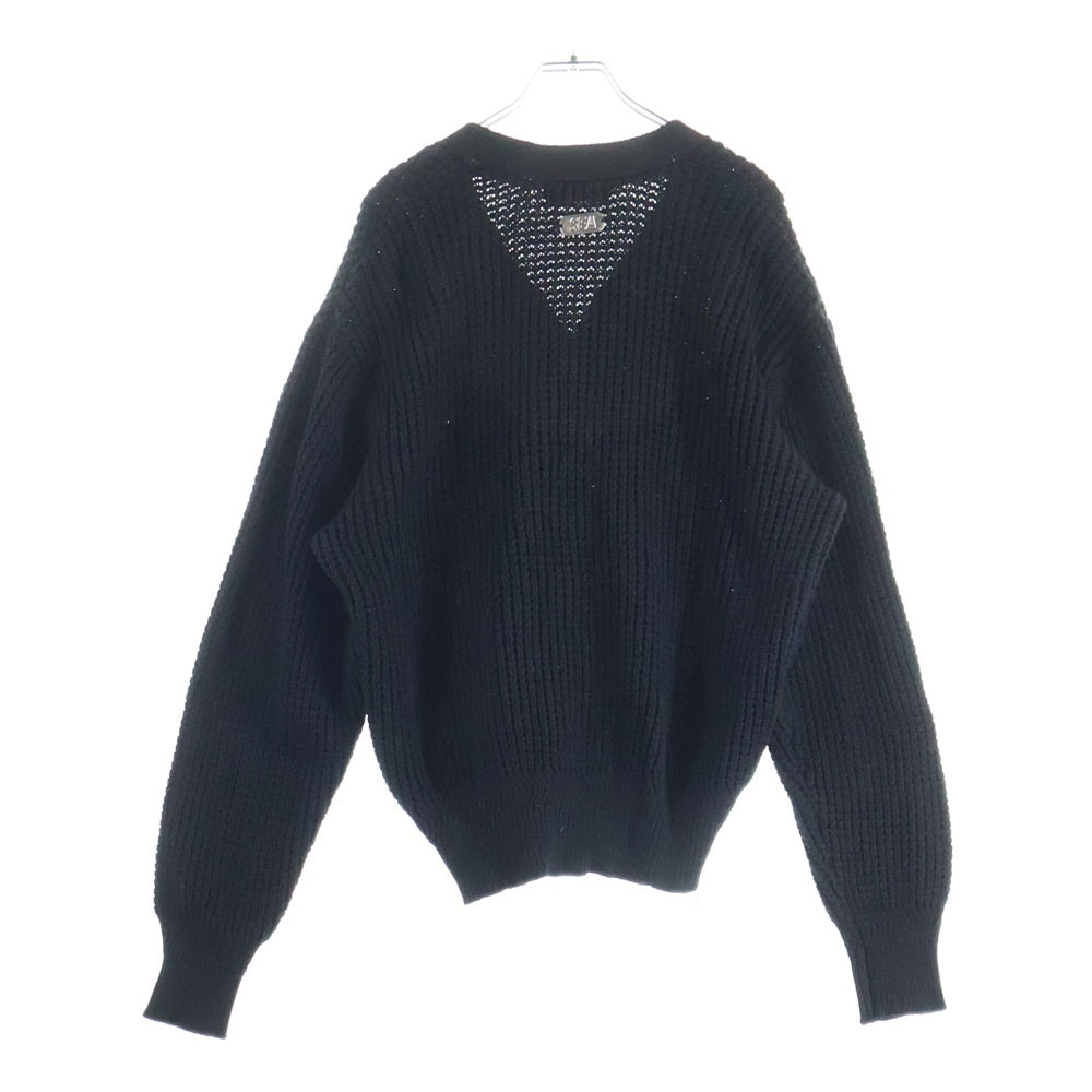 WIND AND SEA(ウィンダンシー) WAFFLE KNIT CARDIGAN ワッフルニット カーディガン セーター ブラック WDS-O-CLCS-25-Q3-KN-06
