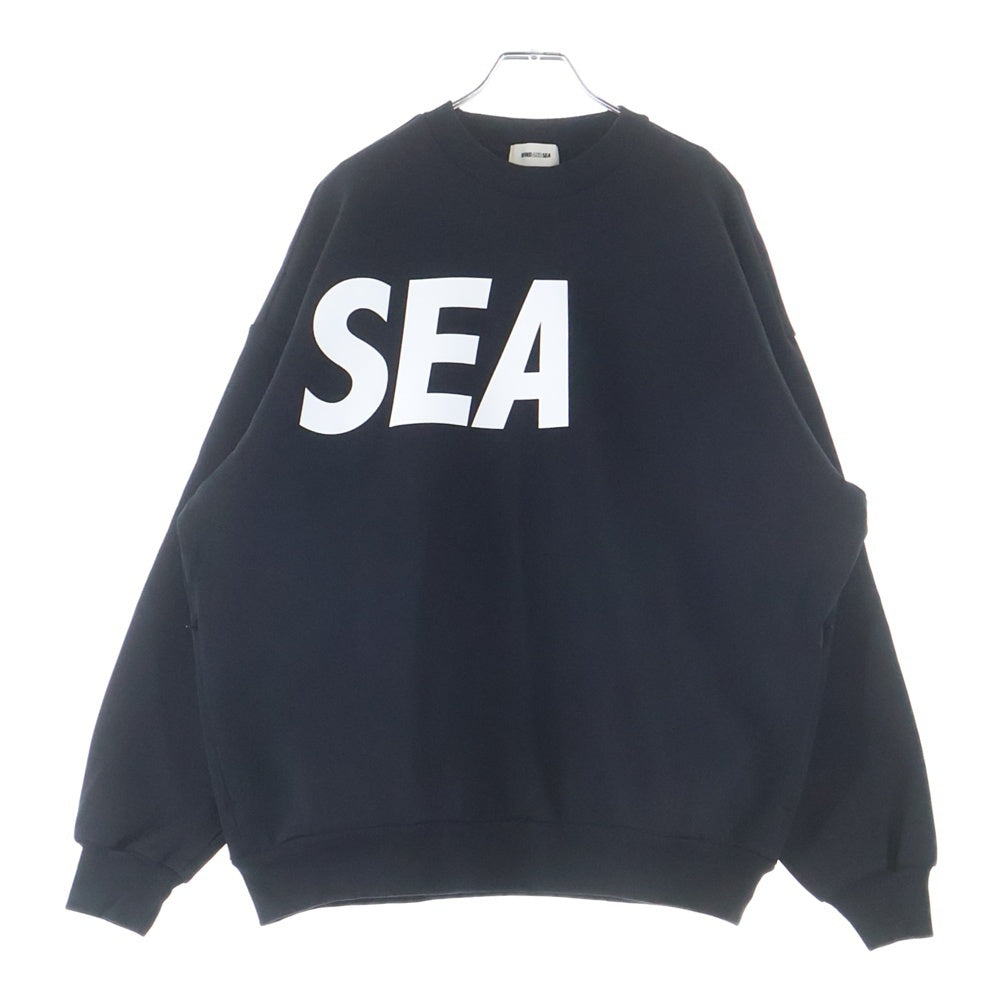 WIND AND SEA(ウィンダンシー) Loose Fit Crewneck Sweat Shirt ルーズフィット ロゴプリント クルーネックスウェットシャツ トレーナー ブラック WDS-O-CLN-26-Q1-CS-02
