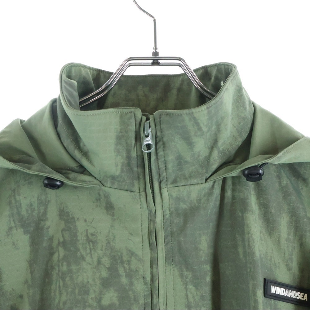 WIND AND SEA(ウィンダンシー) BIG LOGO SHELL PARKA ビッグロゴ シェルパーカー フーデッドジャケット カーキ WDS-O-ATN-26-Q1-JK-01
