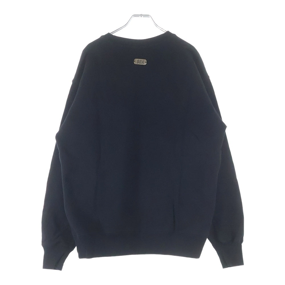 WIND AND SEA(ウィンダンシー) METALLIC CREWNECK SWEATSHIRT メタリック ロゴプリント クルーネックスウェットシャツ トレーナー ブラック WDS-O-CLCS-25-Q3-CS-01
