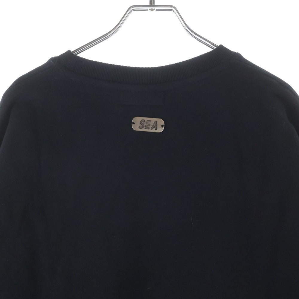WIND AND SEA(ウィンダンシー) METALLIC CREWNECK SWEATSHIRT メタリック ロゴプリント クルーネックスウェットシャツ トレーナー ブラック WDS-O-CLCS-25-Q3-CS-01