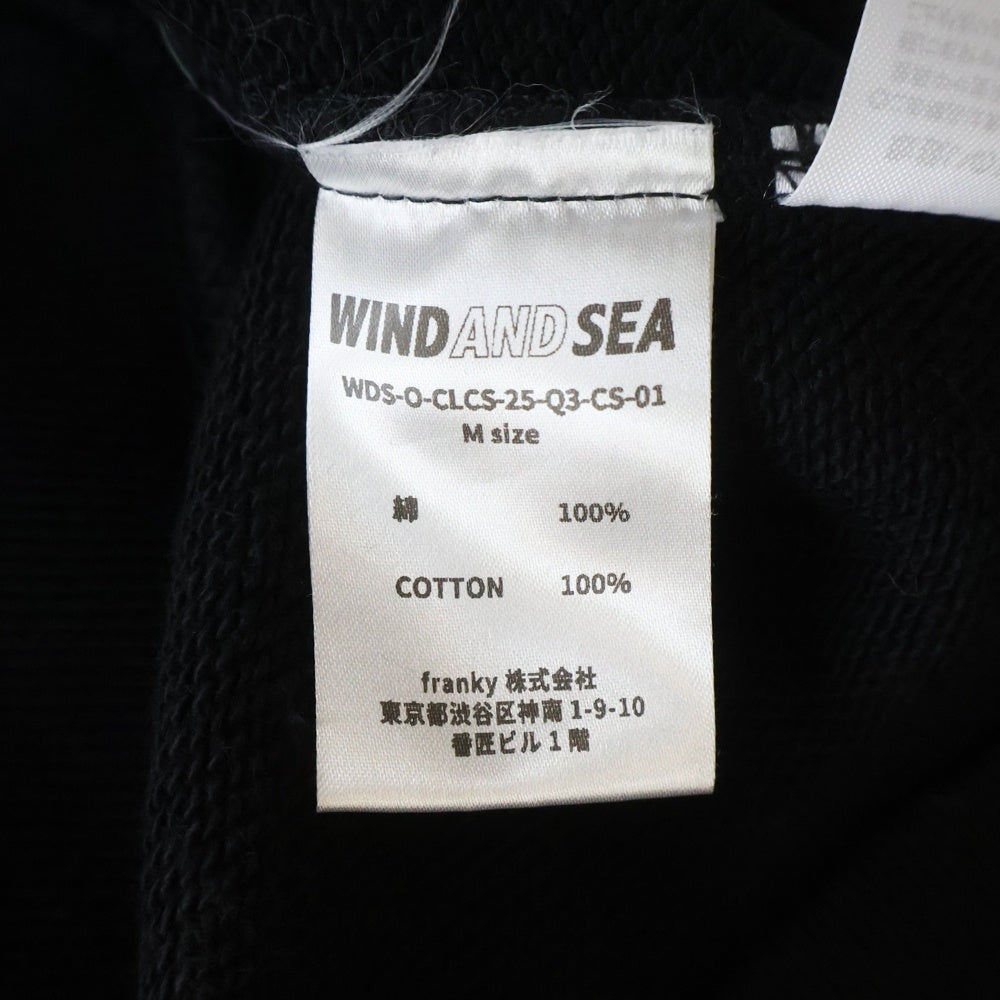 WIND AND SEA(ウィンダンシー) METALLIC CREWNECK SWEATSHIRT メタリック ロゴプリント クルーネックスウェットシャツ トレーナー ブラック WDS-O-CLCS-25-Q3-CS-01
