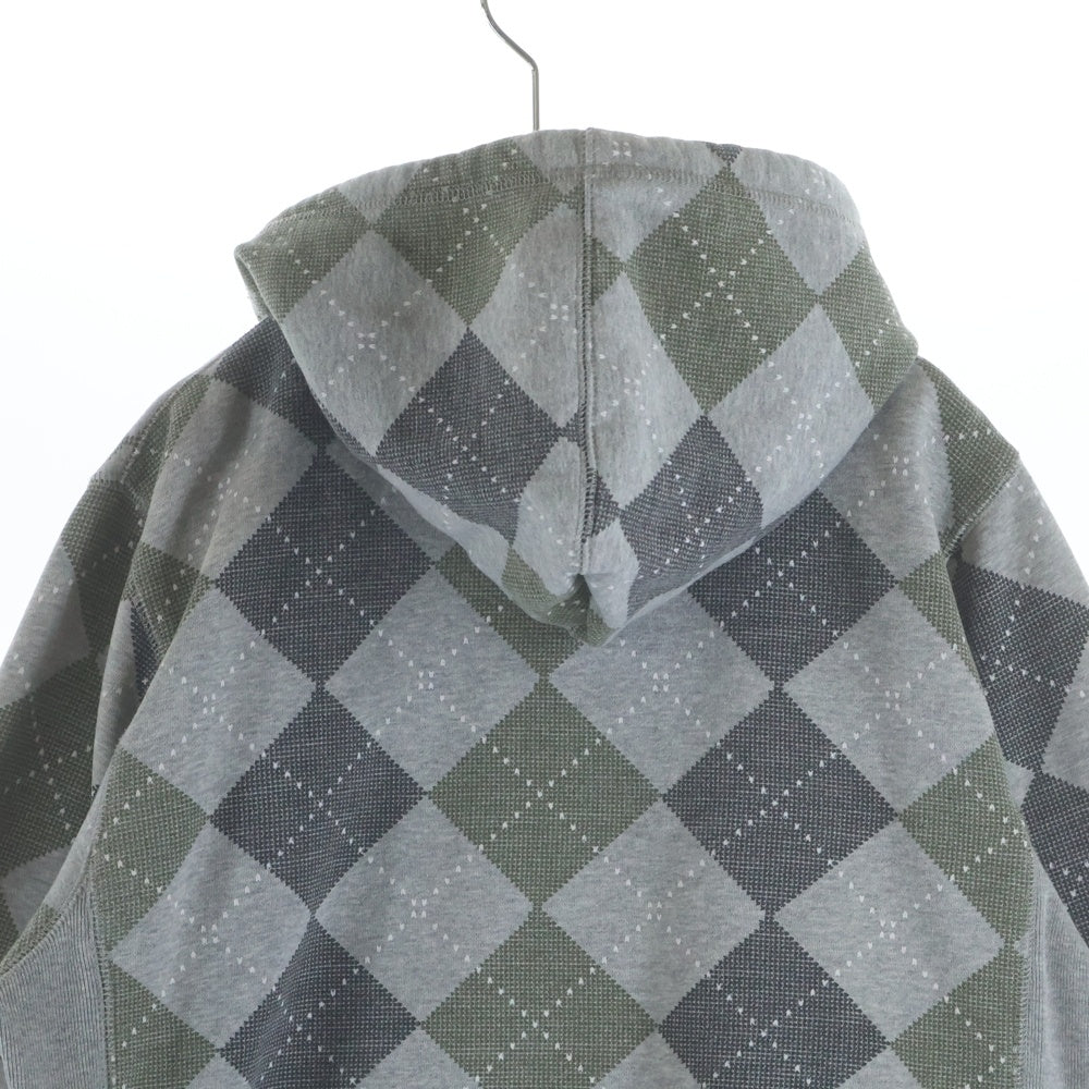 STUSSY(ステューシー) 00S グリーンアーガイル柄 ダブルポケット ジップアップ フーデッド パーカー グレー