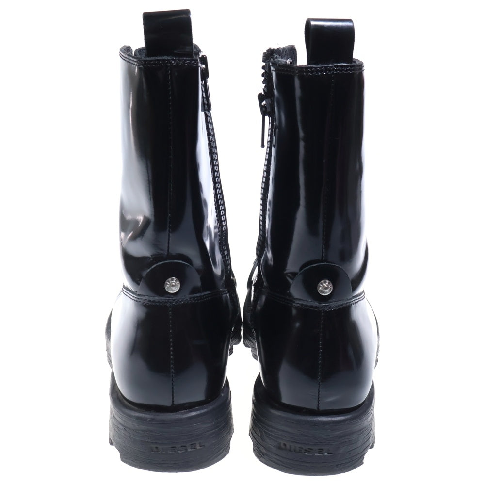 DIESEL(ディーゼル) D-HAMMER BT D フロントDロゴ サイドジップアップ ロングブーツ ブラック US10/28cm Y03228