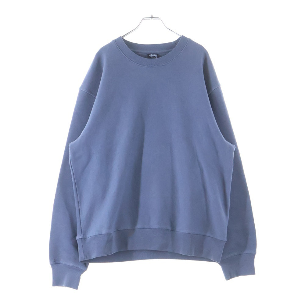 STUSSY(ステューシー) 24AW BUANA CREW PIGMENT DYED ブアナ クルー ピグメント ダイ バックプリント クルーネック スウェット プルオーバー ブルー