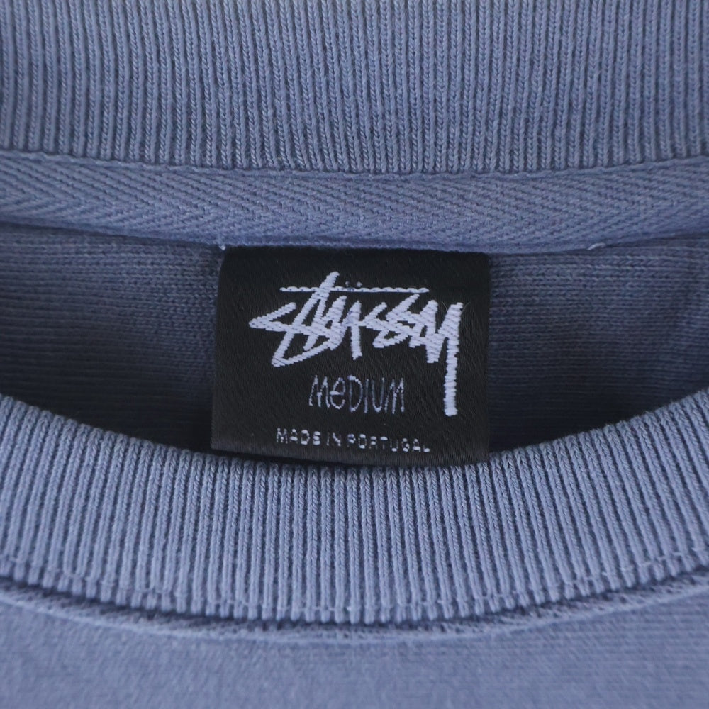 STUSSY(ステューシー) 24AW BUANA CREW PIGMENT DYED ブアナ クルー ピグメント ダイ バックプリント クルーネック スウェット プルオーバー ブルー