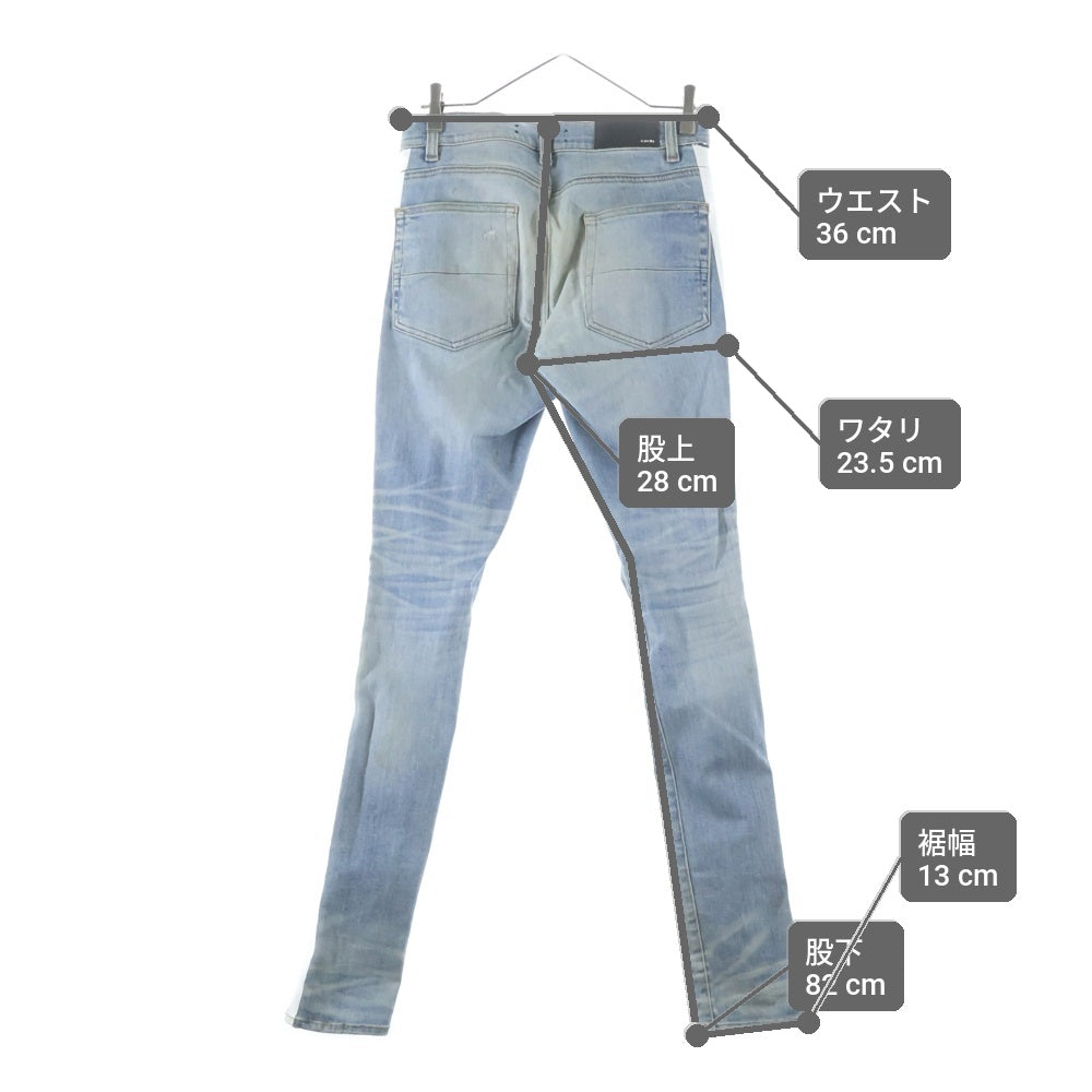 AMIRI(アミリ) 18SS サイドライン ダメージ加工 スキニーデニムパンツ インディゴ MBTRJ-DES