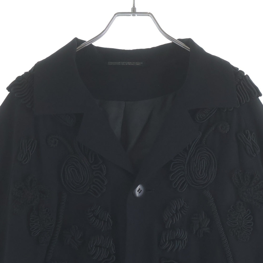 Yohji Yamamoto(ヨウジヤマモト) 90S ARCHIVE 3Dフラワーデザイン ウール 3B チャイナコート ジャケット ブラック