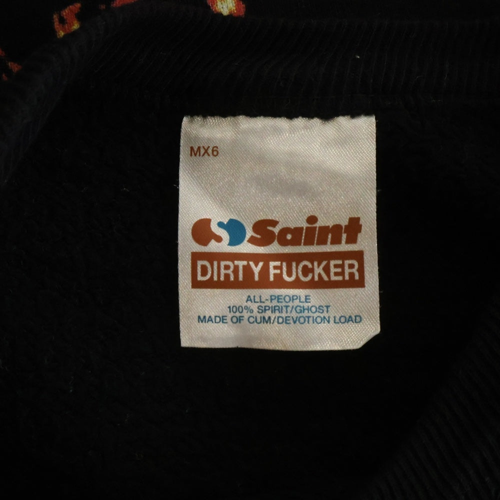 SAINT MICHAEL(セントマイケル) 25SS SEVEN DEADLY CRW N SWT セブンデッドリー クルーネックスウェットシャツ トレーナー ブラック SM-HR8-0000-044