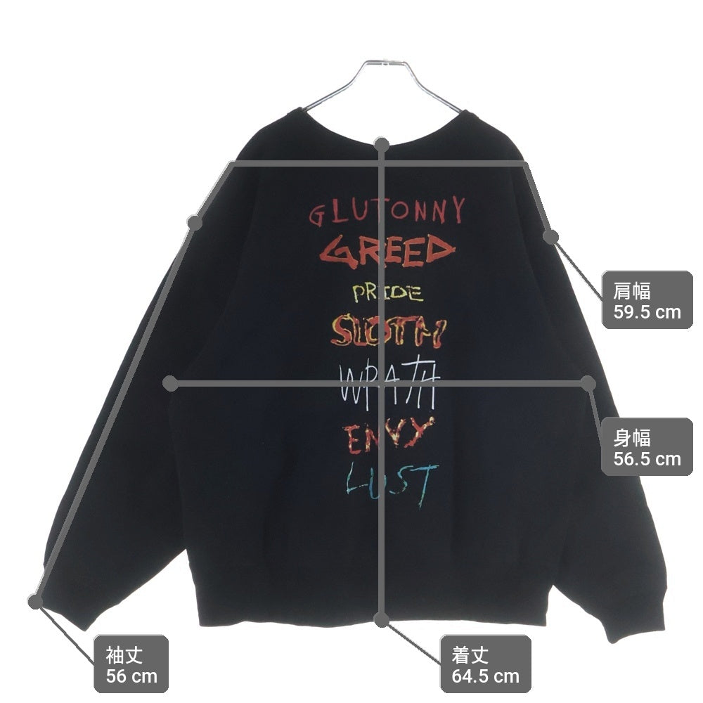 SAINT MICHAEL(セントマイケル) 25SS SEVEN DEADLY CRW N SWT セブンデッドリー クルーネックスウェットシャツ トレーナー ブラック SM-HR8-0000-044