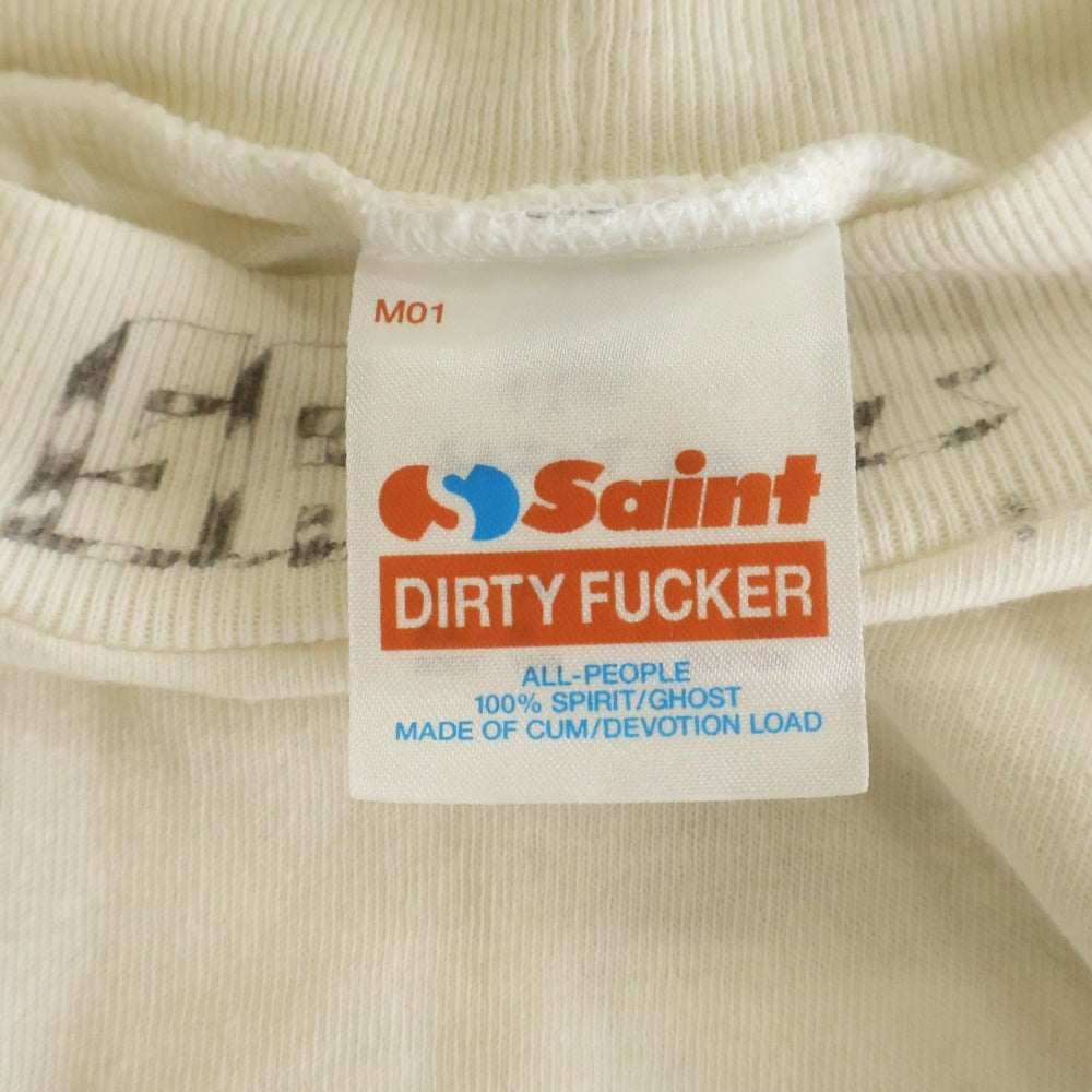 SAINT MICHAEL(セントマイケル) 25AW ALX LS TEE DRAWING アレックス ドローイング 総柄 クルーネック長袖Tシャツ カットソー ホワイト SM-HR1-0000-C30