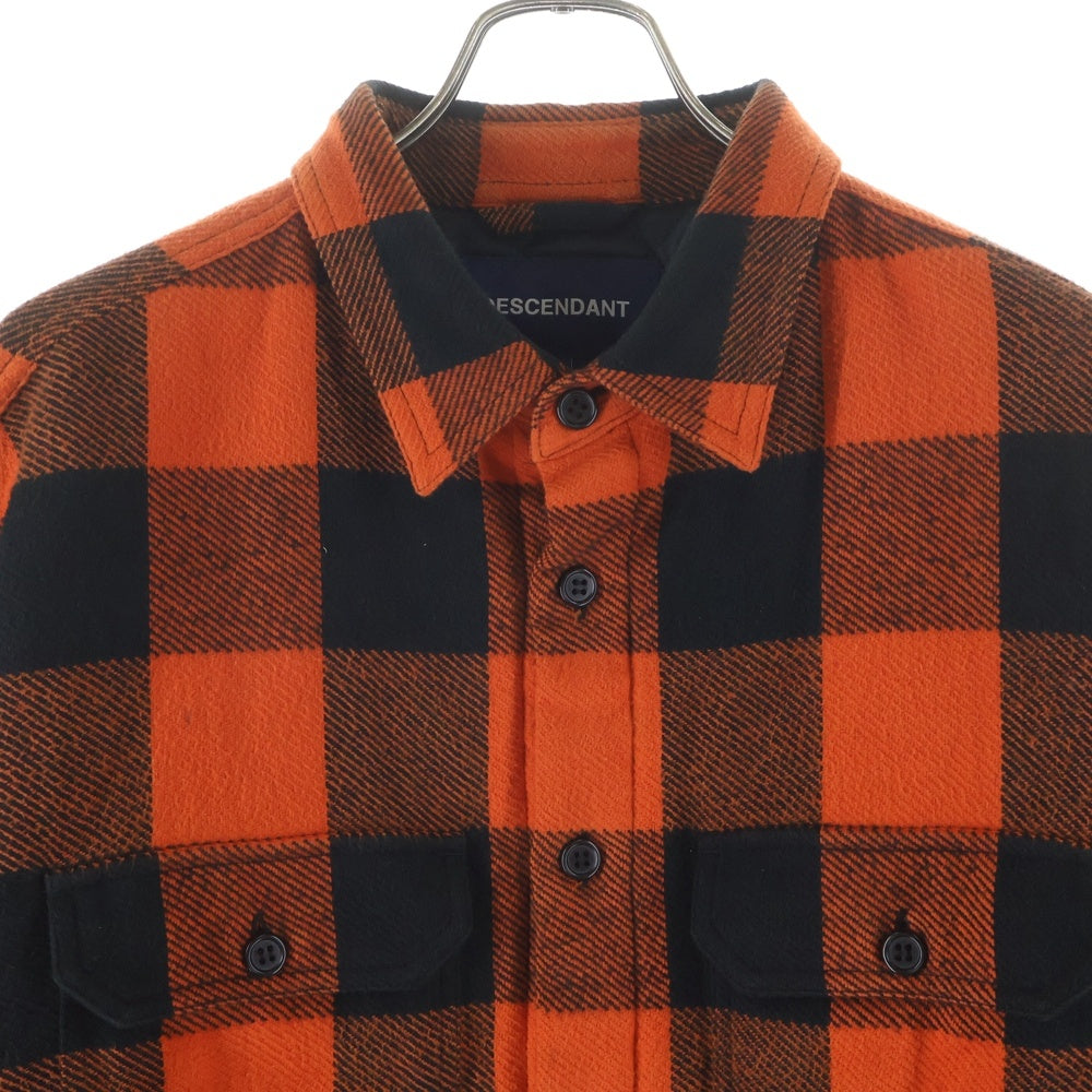 DESCENDANT(ディセンダント) 19SS CLAIRTON SHIRT JACKET クレアトン バッファローチェック 裏地キルティング フランネル シャツジャケット オレンジ