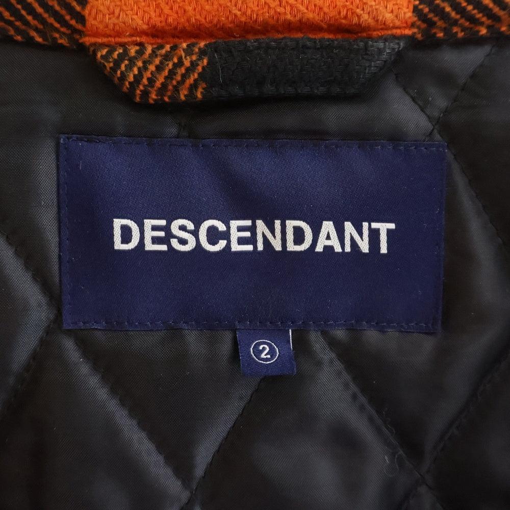 DESCENDANT(ディセンダント) 19SS CLAIRTON SHIRT JACKET クレアトン バッファローチェック 裏地キルティング フランネル シャツジャケット オレンジ