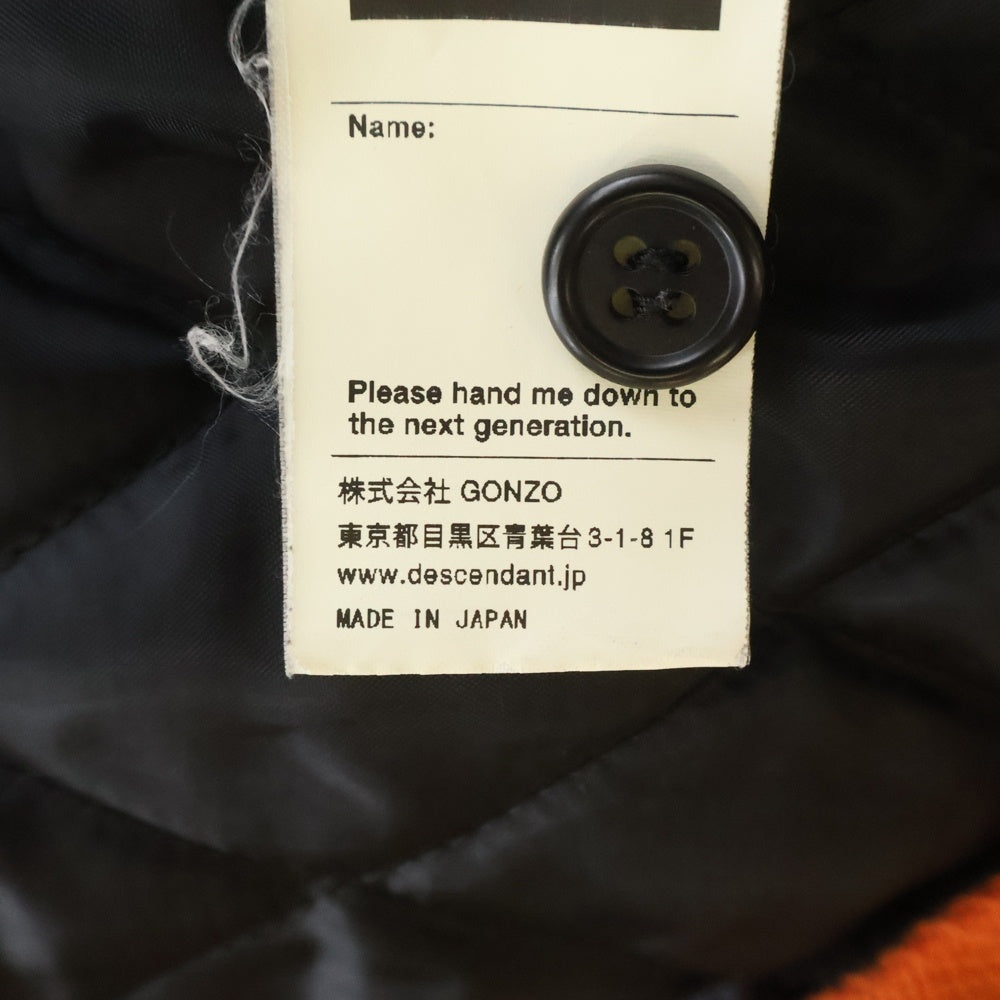 DESCENDANT(ディセンダント) 19SS CLAIRTON SHIRT JACKET クレアトン バッファローチェック 裏地キルティング フランネル シャツジャケット オレンジ