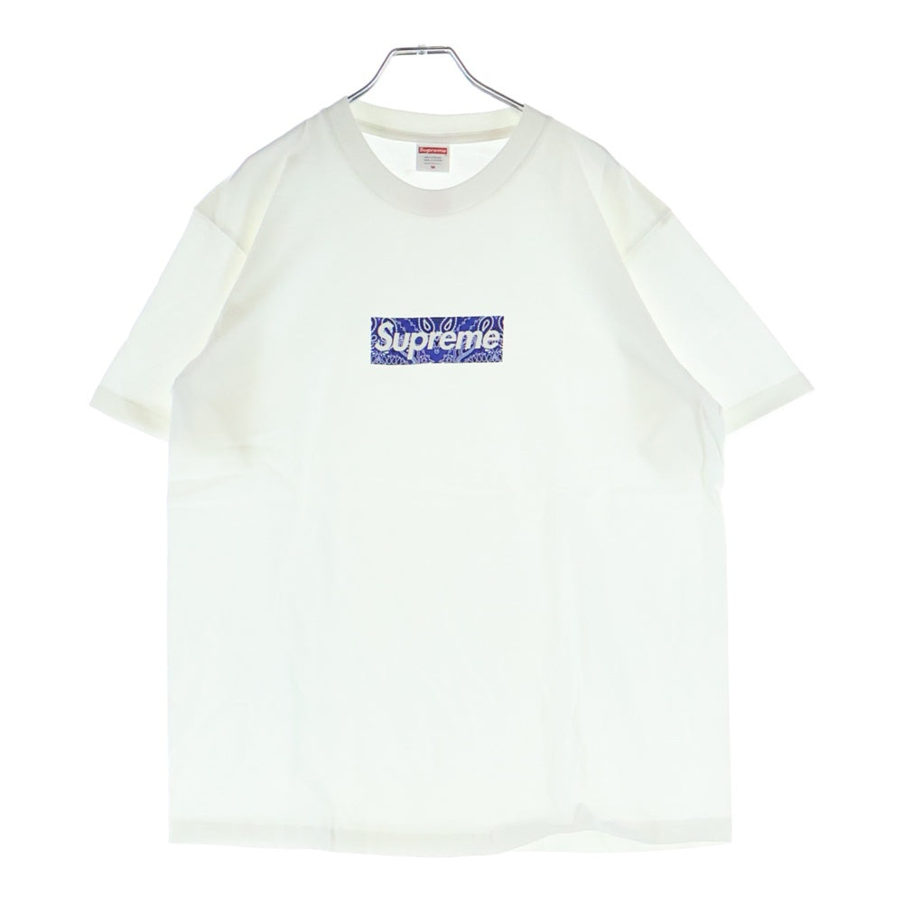 SUPREME(シュプリーム) 19AW Bandana Box Logo Tee ペイズリー バンダナ ボックスロゴ クルーネック半袖Tシャツ カットソー ホワイト/ブルー