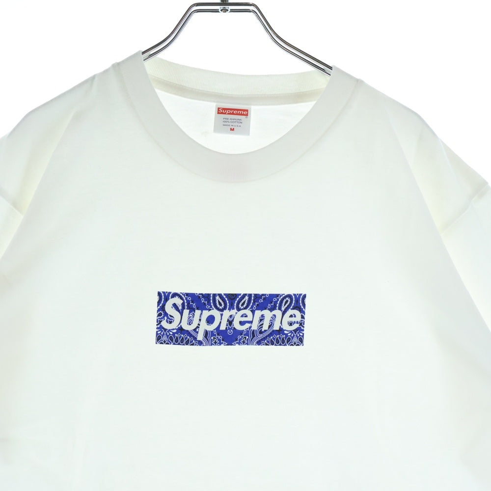 SUPREME(シュプリーム) 19AW Bandana Box Logo Tee ペイズリー バンダナ ボックスロゴ クルーネック半袖Tシャツ カットソー ホワイト/ブルー