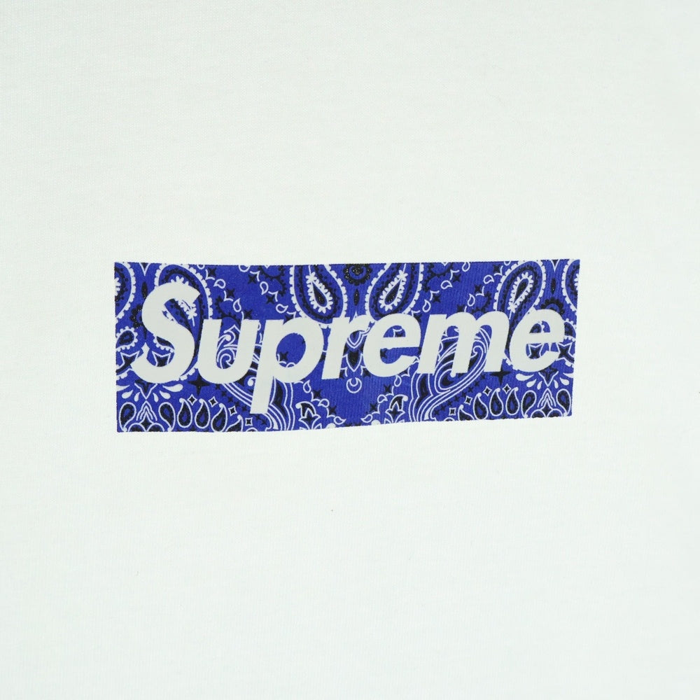 SUPREME(シュプリーム) 19AW Bandana Box Logo Tee ペイズリー バンダナ ボックスロゴ クルーネック半袖Tシャツ カットソー ホワイト/ブルー