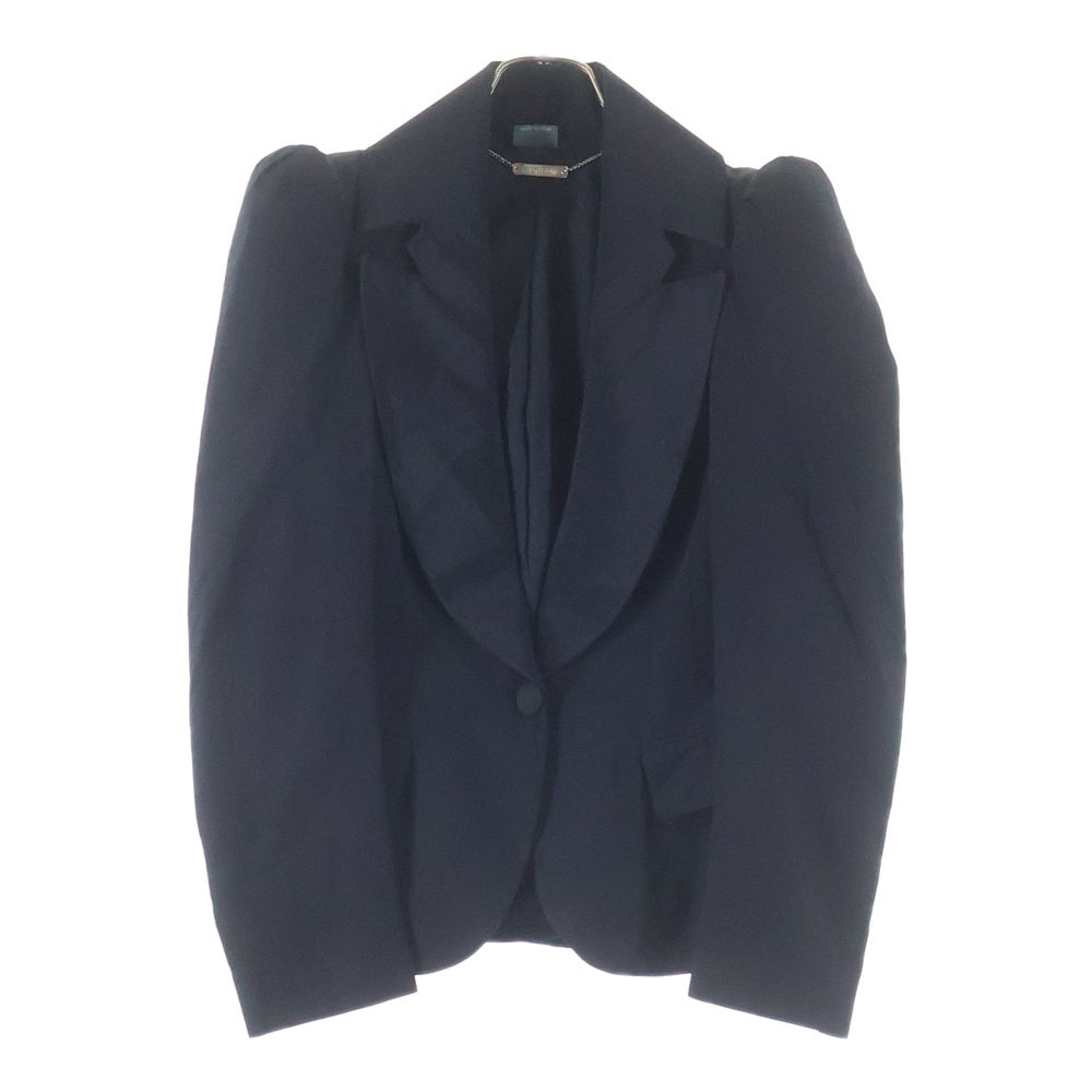 Alexander McQueen(アレキサンダーマックイーン) 00S 本人期 イタリア製 変形ラペル パフスリーブ レーヨンコットン 1B テーラードジャケット レディース ブラック 178229