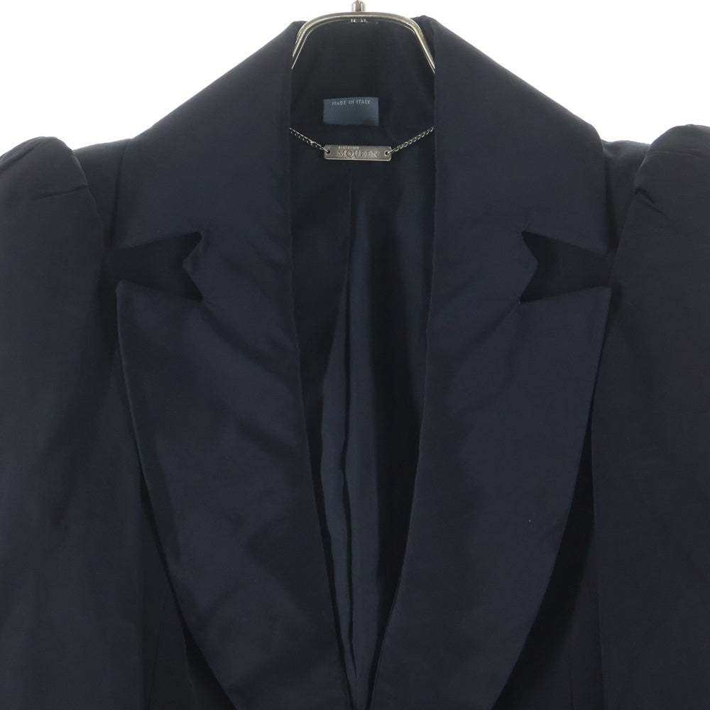 Alexander McQueen(アレキサンダーマックイーン) 00S 本人期 イタリア製 変形ラペル パフスリーブ レーヨンコットン 1B テーラードジャケット レディース ブラック 178229