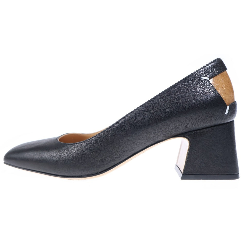 Maison Margiela(メゾンマルジェラ) COURT SHOES レザー コート スクエアトゥ ハイヒールパンプス レディース ブラック