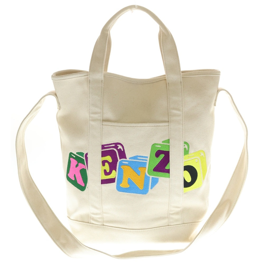 KENZO(ケンゾー) BOKE BOY ボークボーイ エンブロイダリー キャンバス 2WAY ハンド ショルダートートバッグ ベージュ FD55SA901F34 レディース
