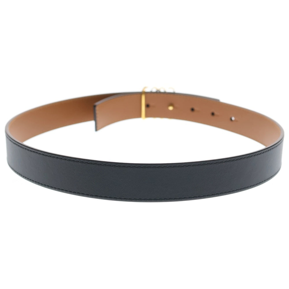 LOEWE(ロエベ) レザー アナグラムロゴプレート ナローベルト ブラック/ブラウン 832406