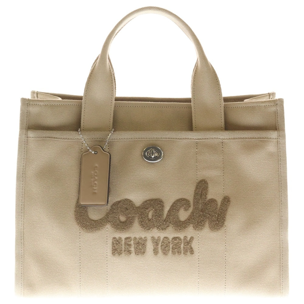 COACH(コーチ) フロントロゴ コットンキャンバス 2WAY カーゴ トートバッグ ショルダーバッグ ベージュ F2457-CP158 レディース