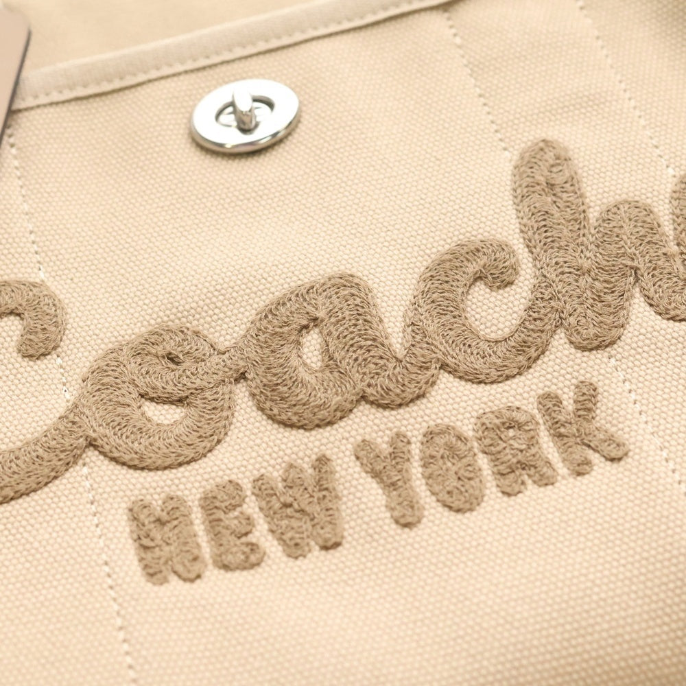 COACH(コーチ) フロントロゴ コットンキャンバス 2WAY カーゴ トートバッグ ショルダーバッグ ベージュ F2457-CP158 レディース