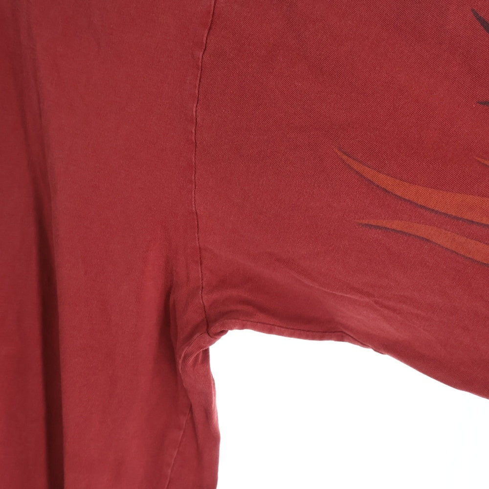 HARLEY DAVIDSON(ハーレーダビッドソン) 00S VINTAGE FIRE PATTERN 2009 L/S TEE ヴィンテージ アームファイヤープリント フロントロゴTシャツ 長袖クルーネックカットソー レッド