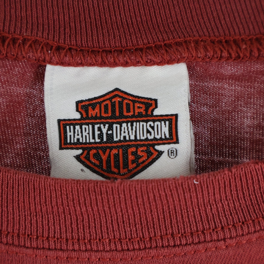 HARLEY DAVIDSON(ハーレーダビッドソン) 00S VINTAGE FIRE PATTERN 2009 L/S TEE ヴィンテージ アームファイヤープリント フロントロゴTシャツ 長袖クルーネックカットソー レッド