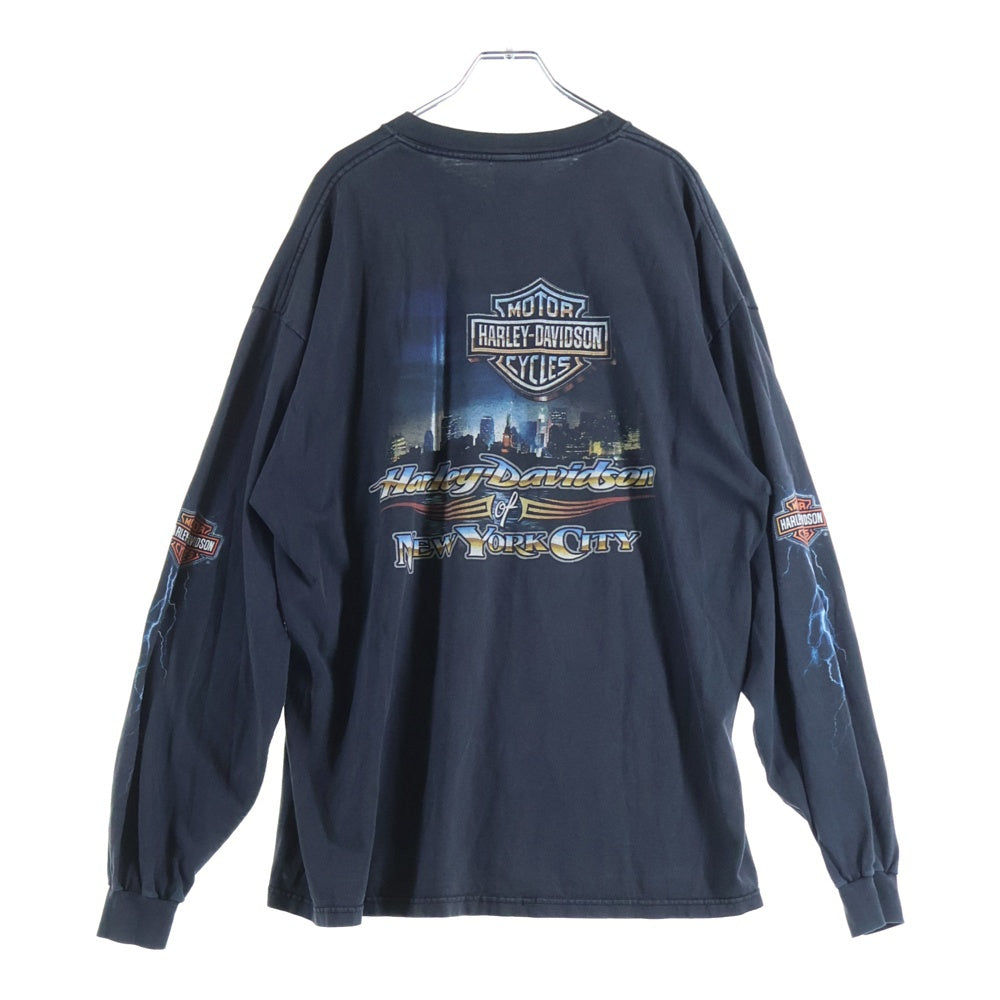 HARLEY DAVIDSON(ハーレーダビッドソン) 00S VINTAGE THUNDER PATTEN 2008 L/S TEE ヴィンテージ アームサンダープリント 両面プリントTシャツ 長袖クルーネックカットソー ブラック