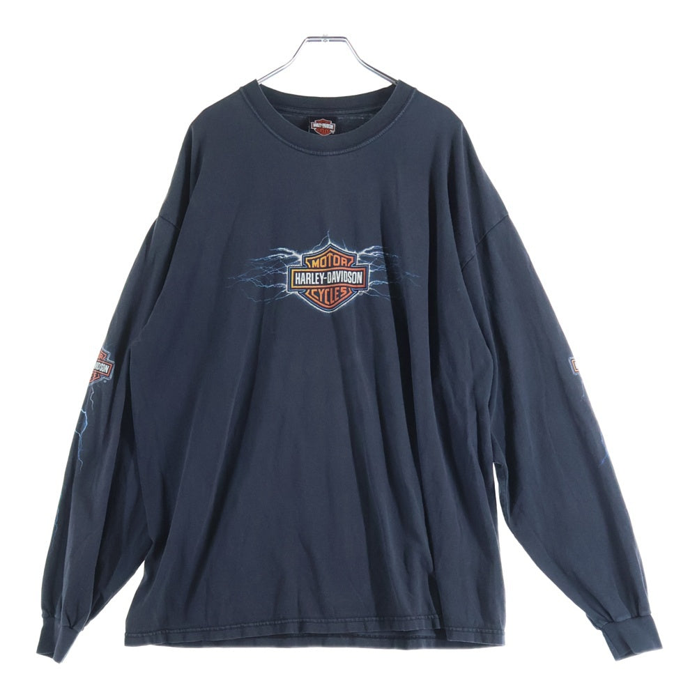 HARLEY DAVIDSON(ハーレーダビッドソン) 00S VINTAGE THUNDER PATTEN 2008 L/S TEE ヴィンテージ アームサンダープリント 両面プリントTシャツ 長袖クルーネックカットソー ブラック