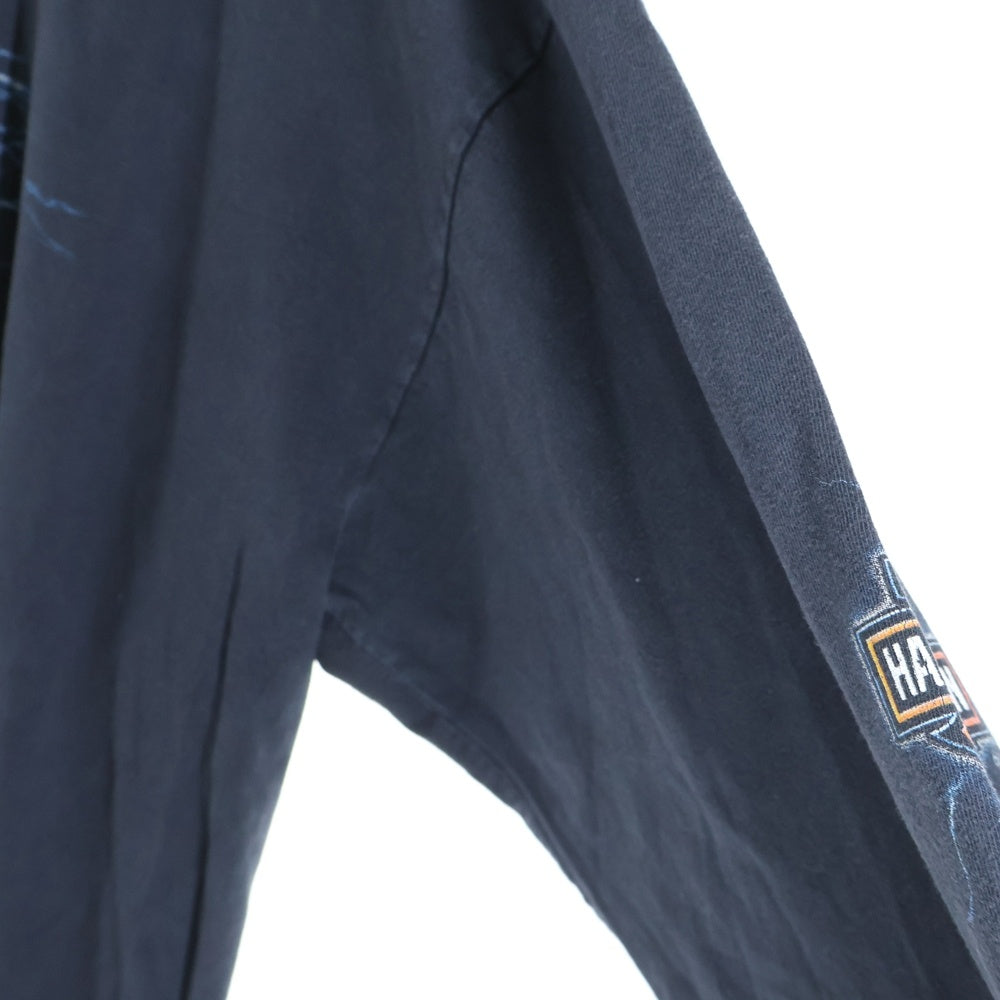 HARLEY DAVIDSON(ハーレーダビッドソン) 00S VINTAGE THUNDER PATTEN 2008 L/S TEE ヴィンテージ アームサンダープリント 両面プリントTシャツ 長袖クルーネックカットソー ブラック